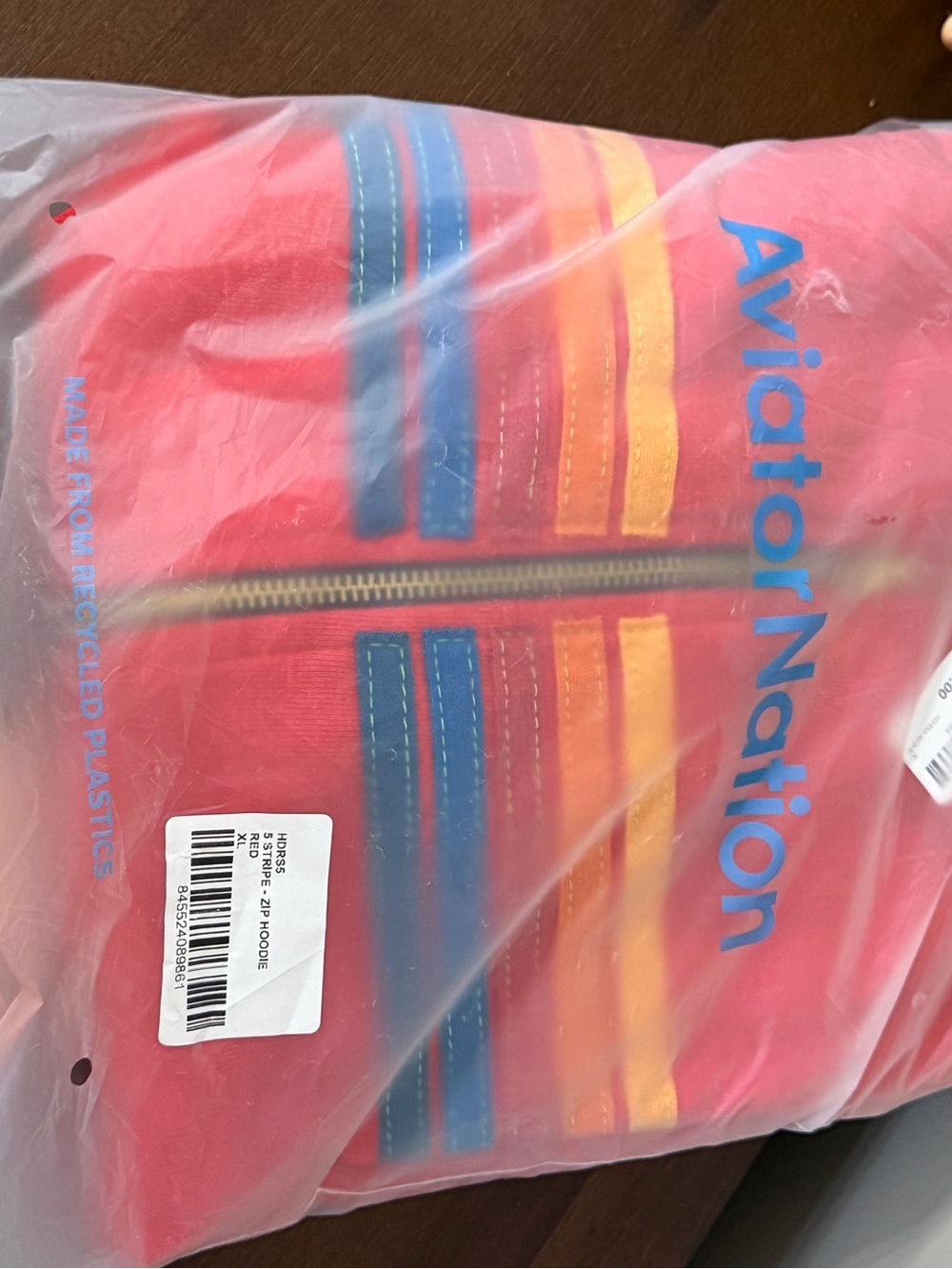 Aviator Nation  Zip Red Hoodie with 5 stripes. NWT. I ordered my wrong size.  XL